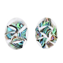 Gorgeous Shell Shards in White Resin Oval Shaped Stud Earrings - £7.81 GBP