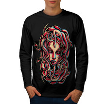 Wellcoda Medusa Queen Snake Mens Long Sleeve T-shirt, Viper Graphic Design - £18.30 GBP