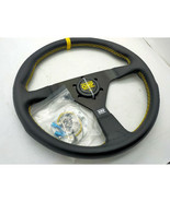 OMP Leather Steering Wheel 14inch 14&quot; Yellow Line - Fast - $122.46