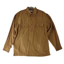Firethorn Silver Mens L Tan Micro-Fiber Suede 1/2 Button Front Long Slee... - $24.19