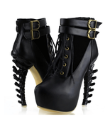 Gothic Babe Gothic Punk Bone Heel Boots Black $184 38 - $1,618.67 MXN