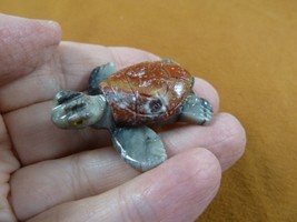 (Y-TUR-SET-10) little red gray SEA TURTLE figurine stone gemstone SOAPST... - $8.59