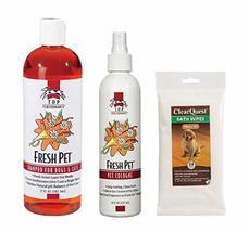 Dog Grooming Shampoo Spray &amp; Wipes Kit Choose Fresh Pet or Baby Powder Scent 3pc - £27.91 GBP