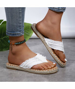 Toe Post Raw Hem Flat Sandals - $46.56 CAD