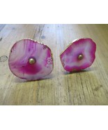 2 AGET KNOBS DRAWER PULLS HANDLE KITCHEN BATHROOM MID CENTURY PINK STONE... - £7.18 GBP