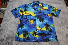 Royal Creations Shirt Mens Large Blue Short Sleeve Button Up Casual Hawaiian - £20.51 GBP
