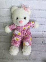 2002 King Plush Teddy Bear White Pink Floral Outfit Stuffed Plush Animal Toy - £35.39 GBP