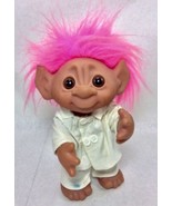 Vintage Troll Doll Pink Hair Brown Eyes White Chef Outfit  Dam 1977 Denmark - $27.32