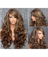 Beautiful Human hair Blend Brown Caramel And Blonde mix Long Full Wig wi... - $1,846.57 MXN