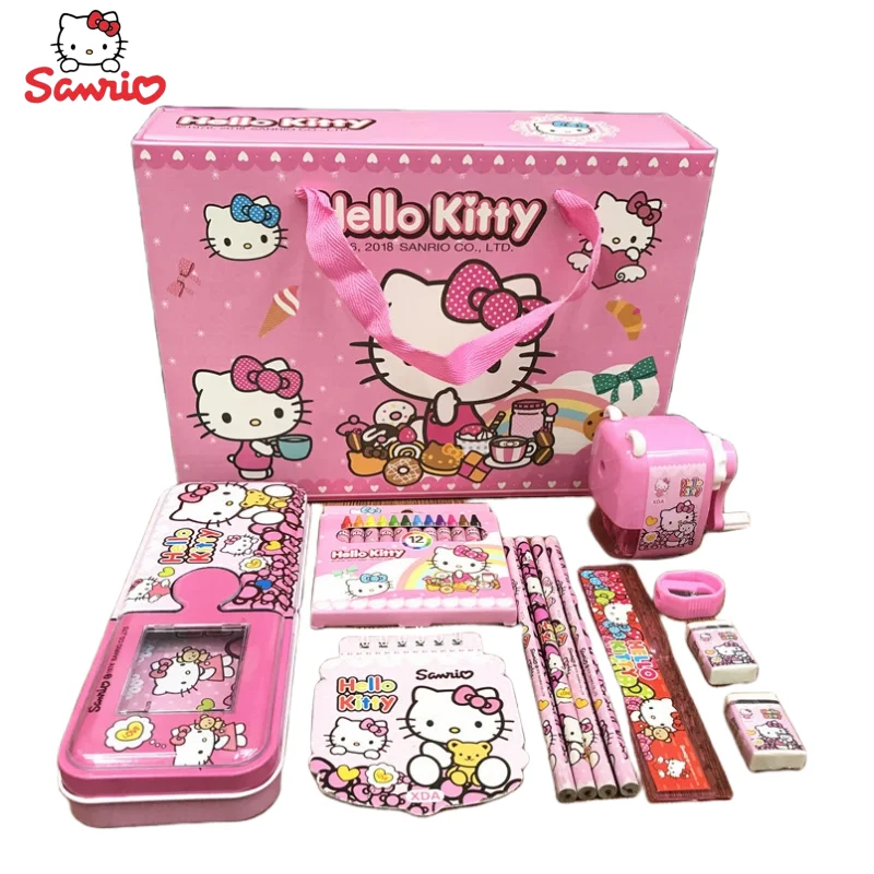 Hello Kitty Anime Peripherals Kawaii Cartoon Children Stationery Set Gift Box - £21.74 GBP