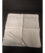 Vantage Cotton Handkerchiefs Or Napkins White Jacquard Roses Set of 5 - $17.09