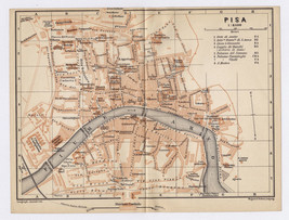 1908 Original Antique City Map Of Pisa / Tuscany / Italy - £23.02 GBP