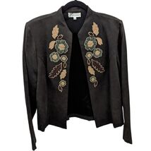 Dressbarn Olive Green Autumn Fall Leaves Long Sleeve Open Front Blazer L... - $49.99