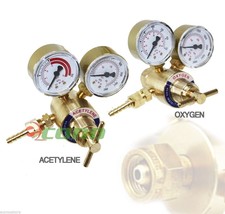 Solid Brass Oxygen &amp; Acetylene Regulators 4 Welding Fit Victor Gas Torch... - £35.16 GBP