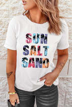 White Coconut Tree Sun Salt Sand Graphic Tee - £14.50 GBP