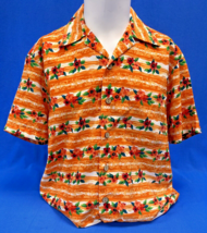 Kennington Ltd. California Hawaiian Shirt - Medium - Orange Floral Stripe - £11.62 GBP