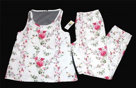2-Pc Flora Nikrooz Shabby Floral Sleeveless Lace Top Long Pants Pajamas ... - $38.99+