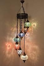 7 Globe Chandelier Turkish Tiffany Mosaic Lamp Moroccan Hanging Ceiling Night Bo - £216.00 GBP