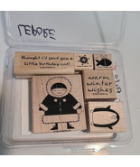 Stampin&#39; Up POLAR PALS Set of 6 Mounted Wood Stamps Penguin Eskimo Cute ... - $274.66 MXN