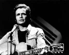 Merle Haggard legendary country superstar 1970&#39;s on stage with guitar poster - $24.99