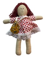 Cloth Doll Handmade 12 inches Long Red Yarn Hair Dress Bloomers No Signa... - $19.80