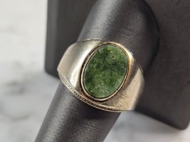 Mens Vintage Estate Sterling Silver Jade ? Ring 10.5g E3856 - $74.25
