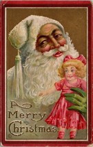 Santa Claus White Suit Tassle Hat Green Gloves Christmas Stecher Postcard Z16 - £10.14 GBP