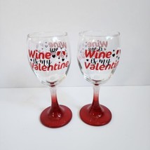 Wine is My Valentine Wine Glass 10oz Funny Cute Set of 2 Glasses Novelty - £7.58 GBP
