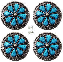 Set of 4 Screw Back Conchos Western Saddle Bridle 1-1/4&quot; Turquoise Stone... - $532.71 MXN