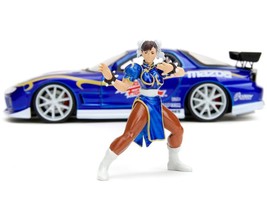 1993 Mazda RX-7 Candy Blue Metallic with Graphics and Chun-Li Diecast Fi... - $54.21