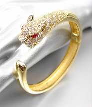 LUXURIOUS Stunning Designer 18kt Gold Plated CZ Crystals Leopard Cuff Br... - £64.25 GBP