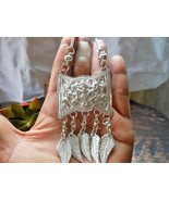 Long Chain Pendant Necklace Set With Silver, Flower and Leaves Pendant N... - €90,31 EUR