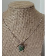 Turtle Pendant Necklace ~ Turtle Design ~  Silver Hardware ~ Green Opal ... - $28.05 CAD