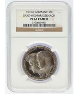 1910 A Germany 3 Mark 3M Saxe-Weimar-Eisenach Silver NGC Graded PF63 Cameo - €522,18 EUR