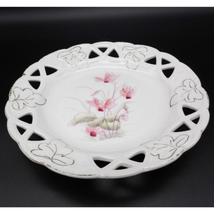 Porcelain Bread Dessert Appetizer Plate Floral Reticulated 7.5&quot; Gold Detail - £10.21 GBP