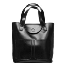 Bucket Genuine Leather Shoulder Bags for Women Patent Leather Handbags Big Capac - £80.08 GBP