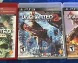 PS3 - Uncharted 1, 2, &amp; 3 - Game Lot Of 3 All Complete W Manual Tested G... - $18.69