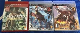 PS3 - Uncharted 1, 2, &amp; 3 - Game Lot Of 3 All Complete W Manual Tested Good Cond - £14.70 GBP