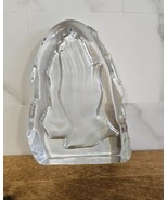 Vintage Sculpted Glass Iceberg Praying Hands Paperweight Figurine - $27.09 CAD