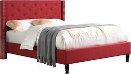 Home Life Furbed00007_Cloth_Burgundy_Full Platform Bed - £178.57 GBP