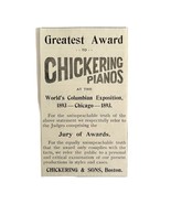 Chickering Piano World&quot;s Fair 1894 Advertisement Victorian Instrument 3 ... - $19.99