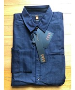 CHSV Men&#39;s  Button-up Long Sleeve Shirt size S,  blue/navy,  cotton, pol... - £9.15 GBP