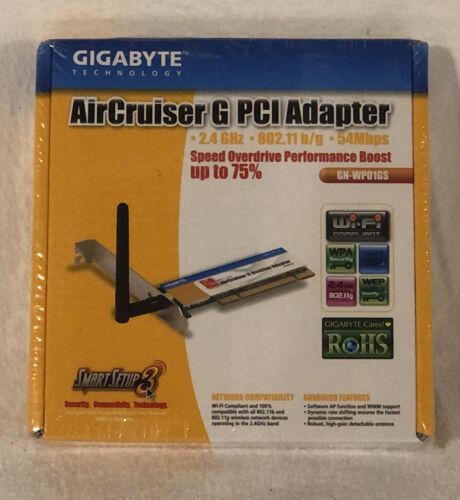 GIGABYTE Technology AirCruiser G PCI Adapter 2.4 GHz - 802.11 b/g - 54Mbps NEW - £33.47 GBP