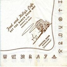 Fred &amp; Kelly's Cafe Eat the Ranch Room Way Napkin Pocatello Idaho - $13.86