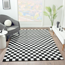 Rugs Area Rugs Carpets 5X7 Rug Large Checkered Black &amp; White Cool 5X7 Kids Rugs - £80.38 GBP