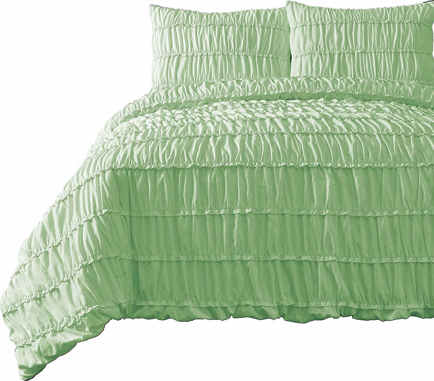Ruched MINT 3pc Comforter Set Ruffled Pinch pleat Bed Cover Cozy Beddings - $34.88 - $48.88