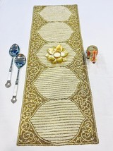 Beautiful Beaded Gold Colour Table Runner Craftsmanship Measure 13 * 36 ... - £39.86 GBP