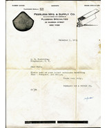 1923 PEERLESS MFG &amp; SUPPLY CO NY Antique Letterhead Correspondence Plumbing - $11.99