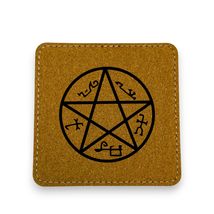 Coaster - Demon Trap - SET OF 2 - Leather or Stitched Cork (Dark Brown/B... - $16.65