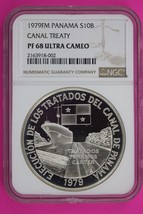 1979 Panama PF 68 Ultra Cameo Proof Silver 10 Balboas Canal Treaty Slab NGC 578 - £139.15 GBP